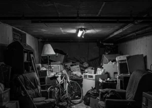 cave rempli de déchets ménager à trier